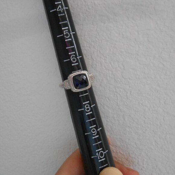Judith Ripka Sterling Silver Blue Stone Ring Size 7 - Picture 5 of 16